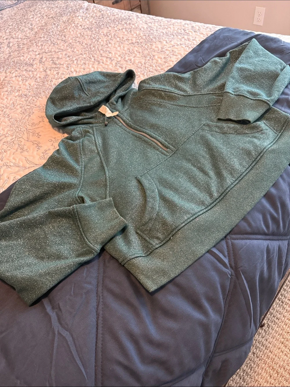 Lululemon Teal Sparkle Scuba Half-Zip Hooded Sweatshirt NWOT